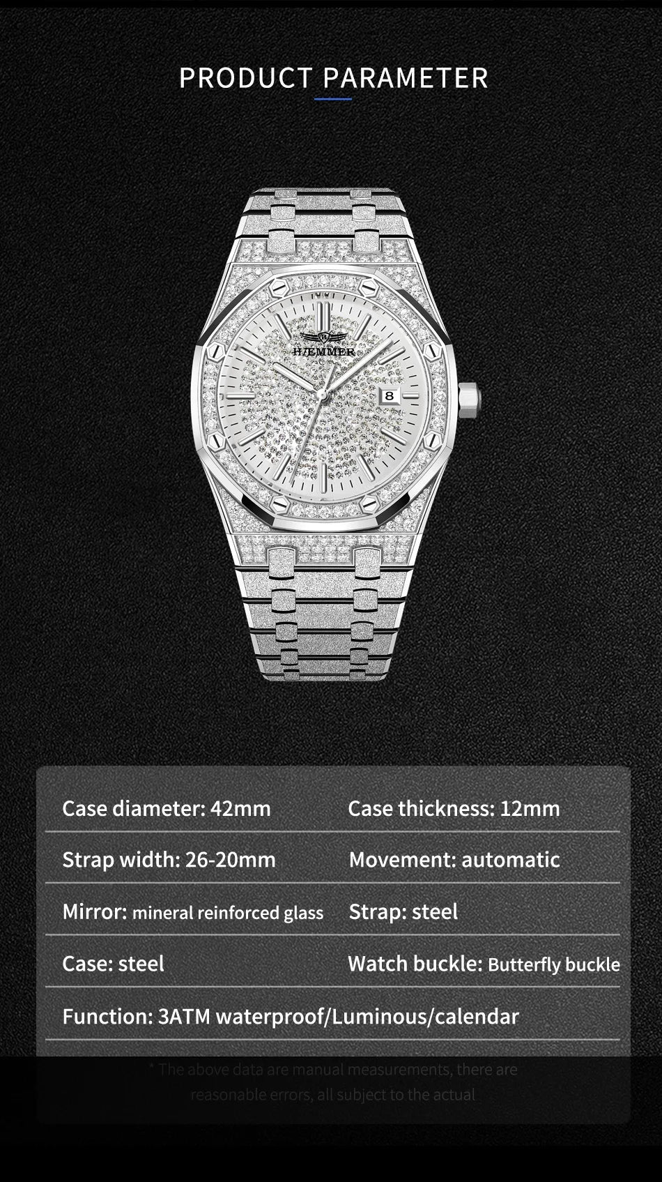 HAEMMER 2025 New Top Brand Man Quartz Watch Luxury Luminous Chronograph Wristwatch Stainless Steel Waterproof Men Calendar Clock