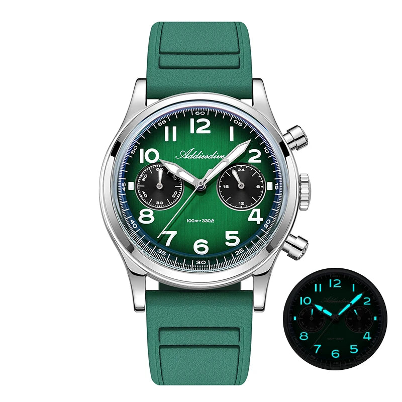 ADDIESDIVE VK64 Chronograph Watch Men Retro Luxury Quartz Watch AD2516 Waterproof 100M Military Nylon Strap 38mm Luminous Dial