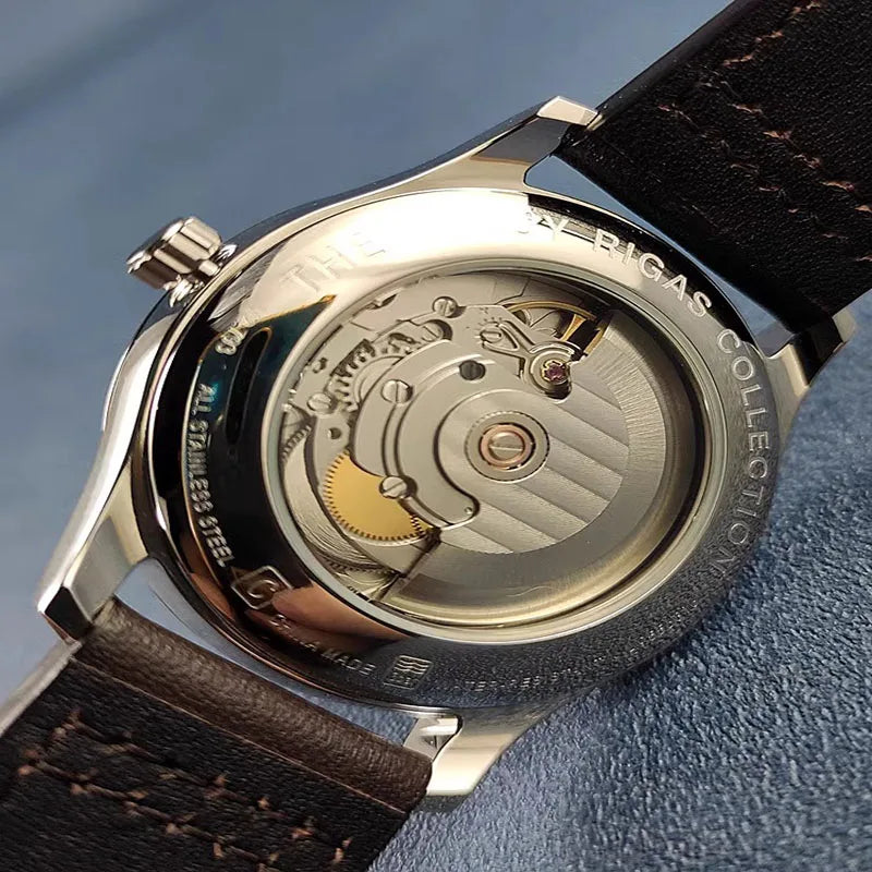 Men's Automatic Watch, Business Haiou ST2130 Caliber, Burnt Blue Ultra-Thin Hands with Date Display