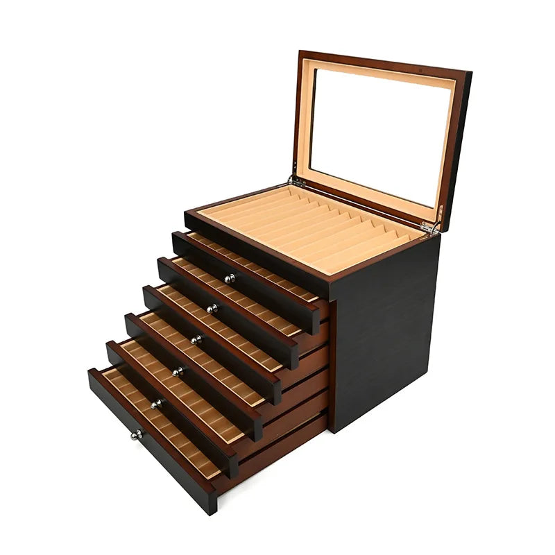 Lacquer Wooden Pen Display Storage Case 12/23/34/78 Pens Capacity Fountain Pen Collector Organizer Box with Transparent Window