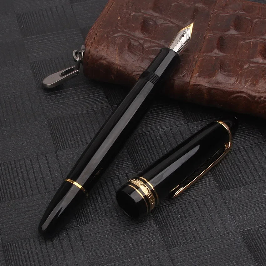 Nigra Rezina 149 Piŝta Plumo kun Fenestro por Vido, Rulpremilo, Arĝenta Ora Klipo, Komerca Oficeja Lernejo, Skribplumoj