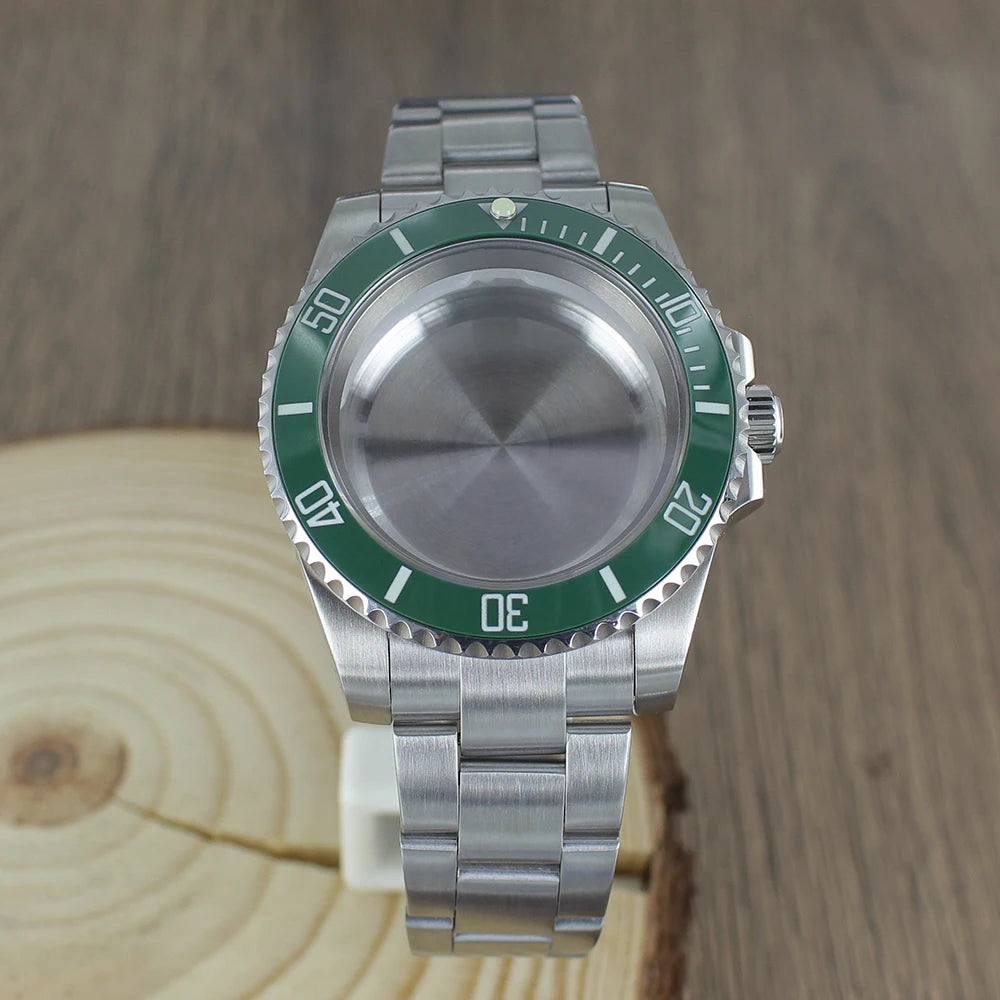 40mm NH35 Horloĝujo-bendoj Safiraj por Seiko NH35 NH36 8215 2824 PT5000 Oyster-Brakringo Glitŝlosila Horloĝbrakringo Riparparto