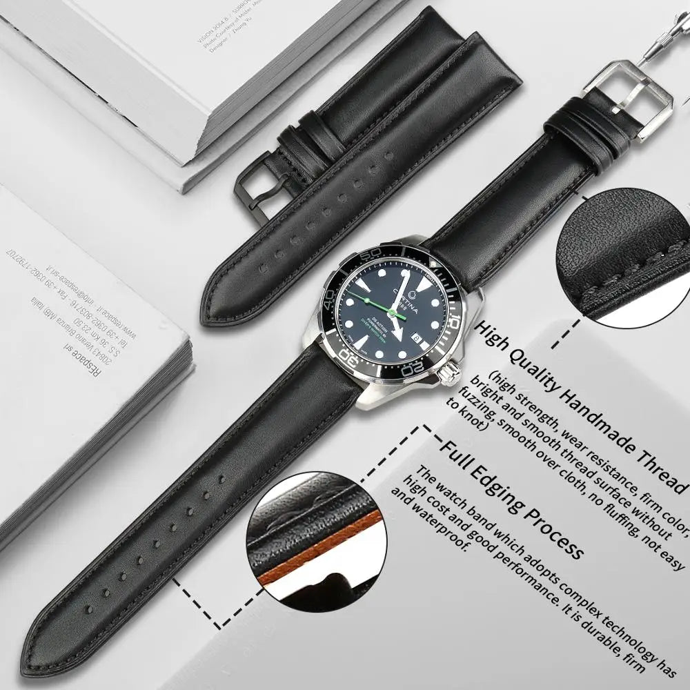 MAIKES luxury Genuine Leather Watch Strap 20mm 22mm Watch Accessories Bands For MIDO TISSOT SEIKO Watch Bracelet