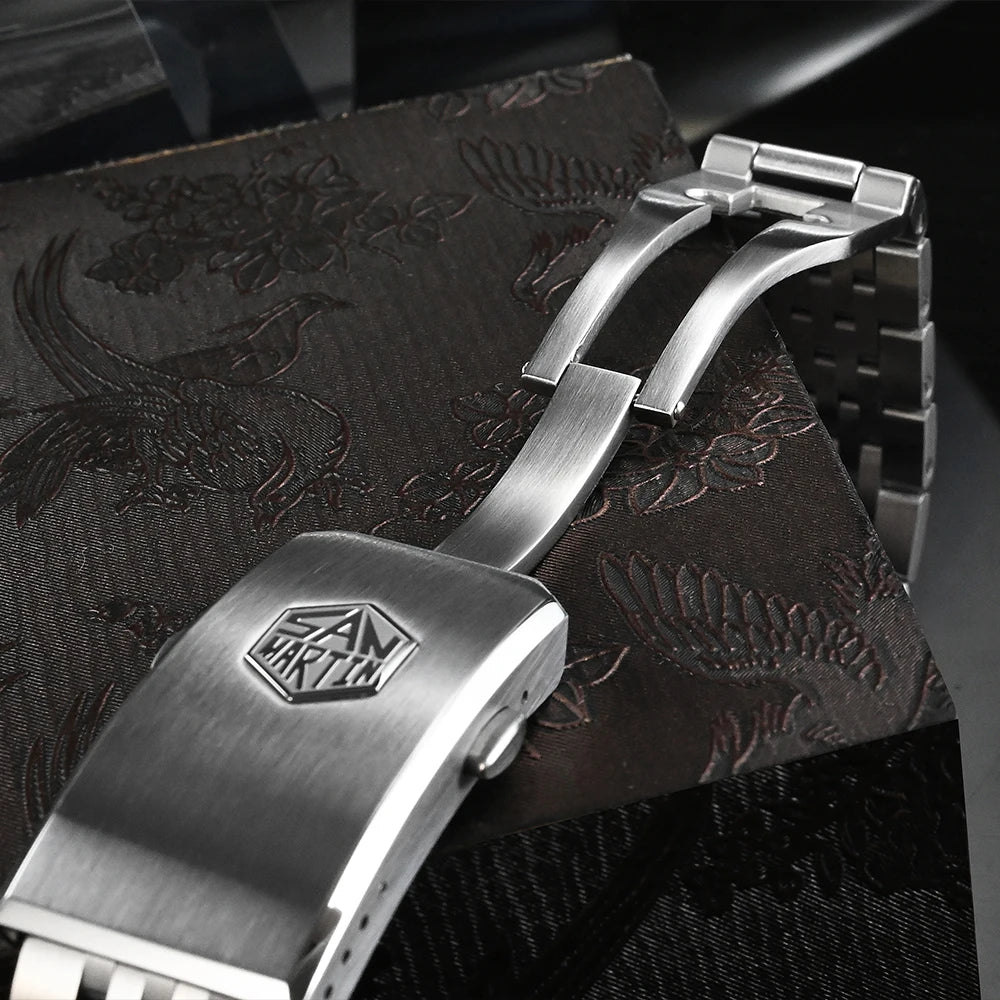 San Martin Watch Bracelet High Quality 7 Links 316L Solid Stainless Steel Watch Parts 20mm Brushed Clasp For SN0044-G
