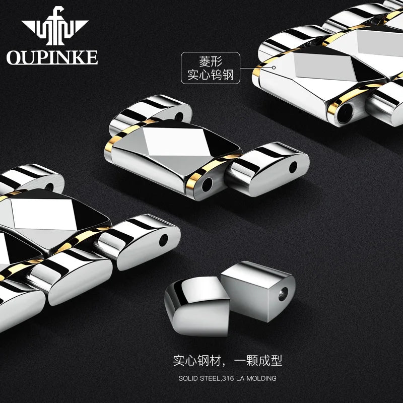 OUPINKE Watch Band Premium Solid Stainless Tungsten Steel Watch Bracelet Straps Wristband 20mm 22mm 24mm