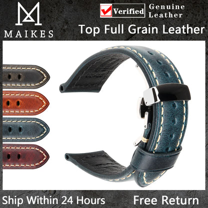 Watch Accessories Watch Bands 20mm 22mm 24mm Cow Leahter Watch Strap Butterfly Buckle Clasp Watchband Watch Bracelet Belt