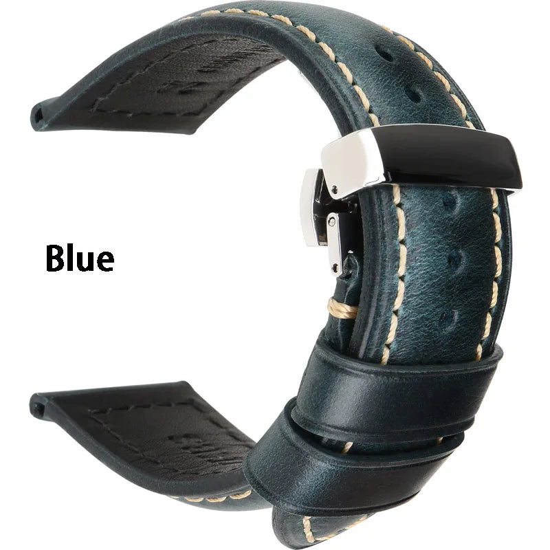 Watch Accessories Watch Bands 20mm 22mm 24mm Cow Leahter Watch Strap Butterfly Buckle Clasp Watchband Watch Bracelet Belt