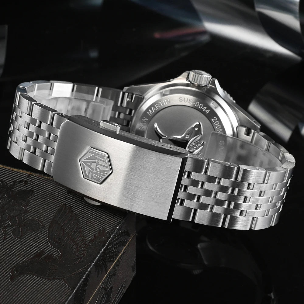 San Martin Watch Bracelet High Quality 7 Links 316L Solid Stainless Steel Watch Parts 20mm Brushed Clasp For SN0044-G