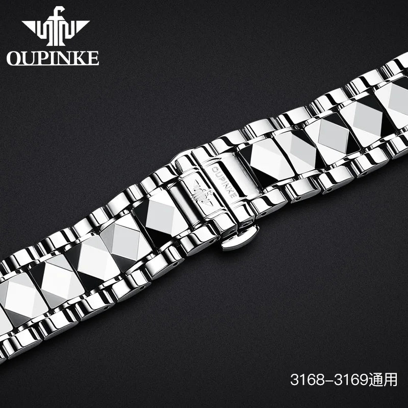 OUPINKE Watch Band Premium Solid Stainless Tungsten Steel Watch Bracelet Straps Wristband 20mm 22mm 24mm