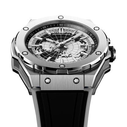 2025 Viraj Aŭtomataj Horloĝoj Klasika Multfunkcia Mekanika Horloĝo Por Vira Komerca Neoksidebla Ŝtala Horloĝo Akvorezista Horloĝo