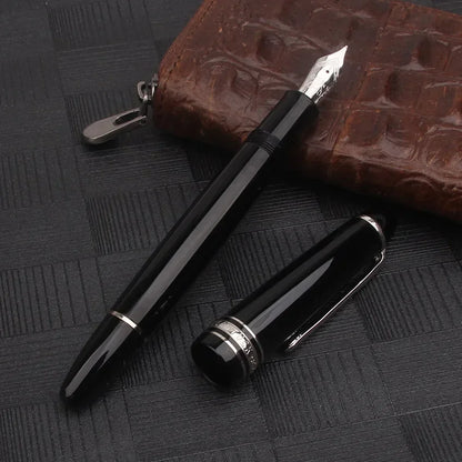 Nigra Rezina 149 Piŝta Plumo kun Fenestro por Vido, Rulpremilo, Arĝenta Ora Klipo, Komerca Oficeja Lernejo, Skribplumoj