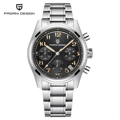 PAGANI DESIGN 2025 New Men's Quartz Watch VK63 38mm Sapphire Glass AR Coating Stainless Steel Waterproof 100m Reloj Hombre