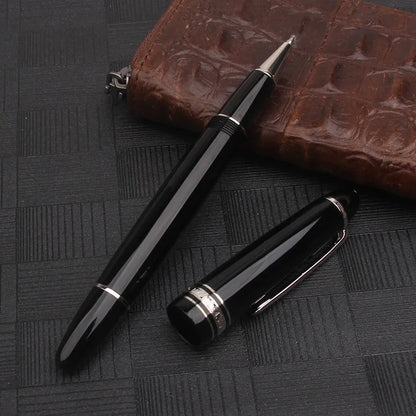 Nigra Rezina 149 Piŝta Plumo kun Fenestro por Vido, Rulpremilo, Arĝenta Ora Klipo, Komerca Oficeja Lernejo, Skribplumoj