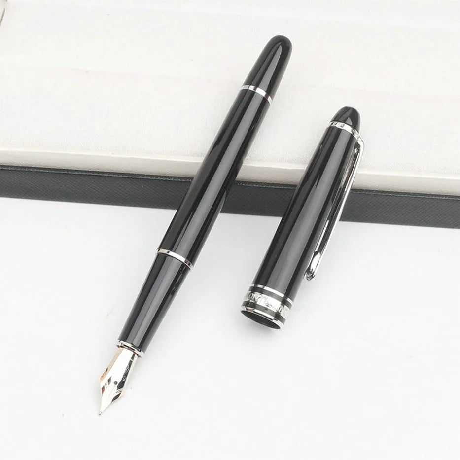 Monte Meisterstuck Collection Black Resin Ballpoint MB Rollerball Pens Platinum Coated Inlay Series Number 163 Pen