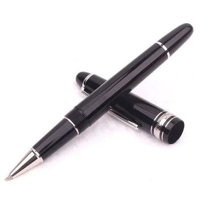 Monte Meisterstuck Collection Black Resin Ballpoint MB Rollerball Pens Platinum Coated Inlay Series Number 163 Pen