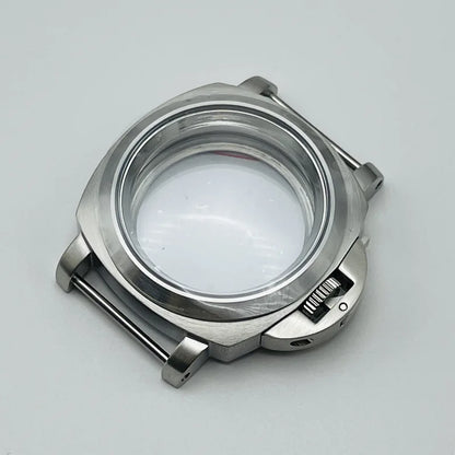 Horloĝa akcesoraĵo 40MM rustorezista ŝtala kazo kun protekta tenilo, taŭga por NH35/36/4R/7S mekanismoj