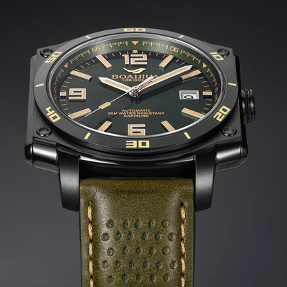 BOAIJIUA Plene Aŭtomata Mekanika Vira Horloĝo Originala Dezajno Mekanikaj Horloĝoj 50m Akvorezista Lumplena Brakhorloĝo por Viroj