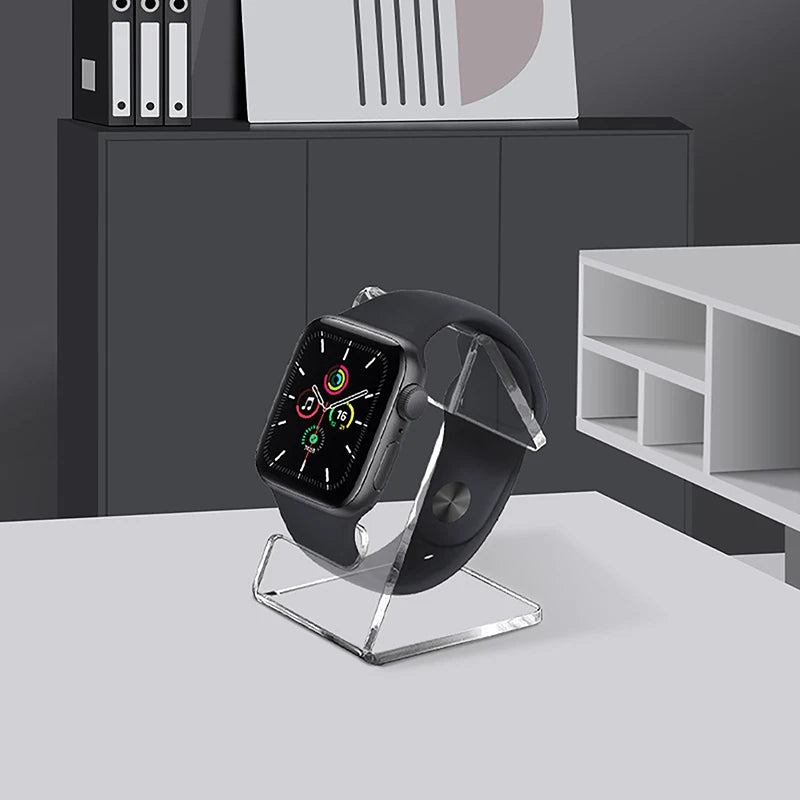 Akrilaj Horloĝaj Montrstandoj Klara Horloĝa Tenilo Organizilo Juvela Horloĝa Rako Unuopa Horloĝa Montrtenilo Montrofenestro