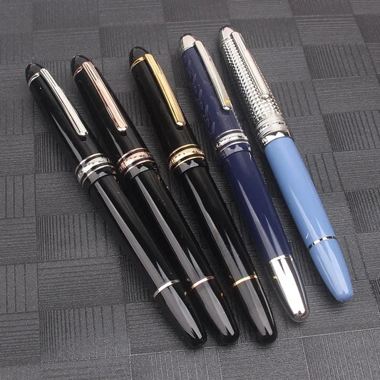 Black Resin 149 Piston Fountain Pen with View Window novel Rollerball Pen Silver Gold Clip Business Office School Writing Pens