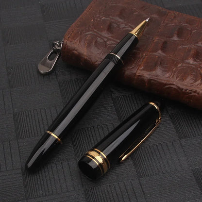 Nigra Rezina 149 Piŝta Plumo kun Fenestro por Vido, Rulpremilo, Arĝenta Ora Klipo, Komerca Oficeja Lernejo, Skribplumoj