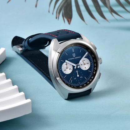 PAGANI DESIGN 2024 Retro Luxury Men's Watches Sports Chronograph VK63 Quartz Watch For Men AR Sapphire Waterproof Leather Clock