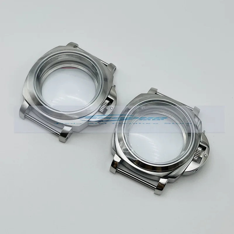 Horloĝa akcesoraĵo 40MM rustorezista ŝtala kazo kun protekta tenilo, taŭga por NH35/36/4R/7S mekanismoj