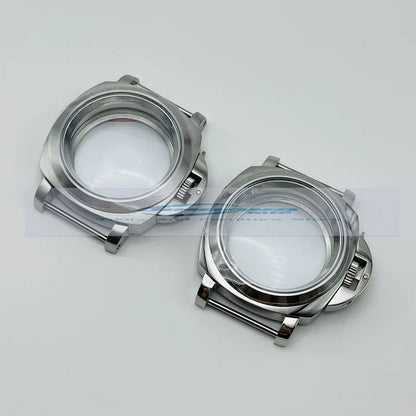 Horloĝa akcesoraĵo 40MM rustorezista ŝtala kazo kun protekta tenilo, taŭga por NH35/36/4R/7S mekanismoj