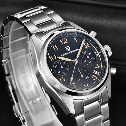 PAGANI DESIGN 2025 New Men's Quartz Watch VK63 38mm Sapphire Glass AR Coating Stainless Steel Waterproof 100m Reloj Hombre