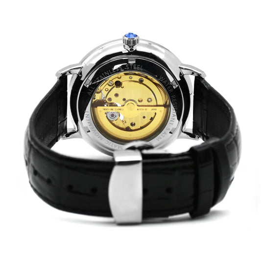 2025 Full Automatic Mechanical Watch for Space Exploration Hollowed out Luminous Personality Belt Business 3Bar Men's Wristwatch