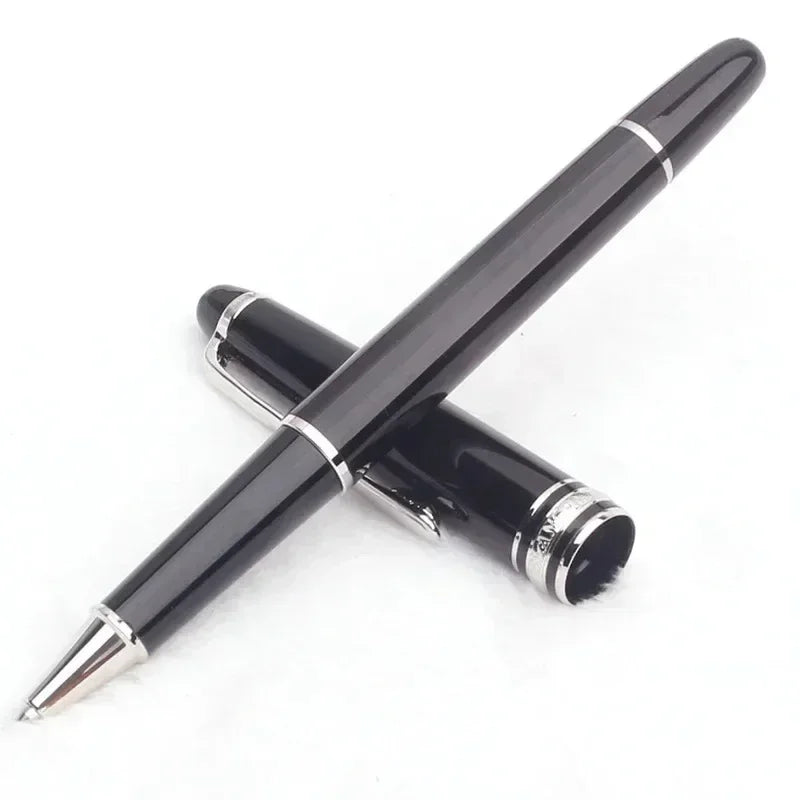 Monte Meisterstuck Collection Black Resin Ballpoint MB Rollerball Pens Platinum Coated Inlay Series Number 163 Pen