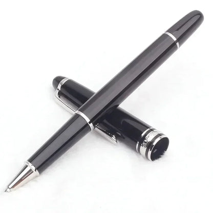Monte Meisterstuck Collection Black Resin Ballpoint MB Rollerball Pens Platinum Coated Inlay Series Number 163 Pen