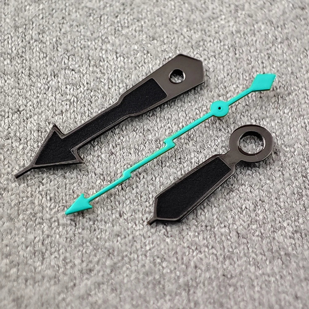 Modifita horloĝa akcesoraĵo NH35 Montriloj nigra horloĝa pinglo malforta verda brilo fulmo sekundmontrilo taŭga por NH35/NH36/4R/7S movado