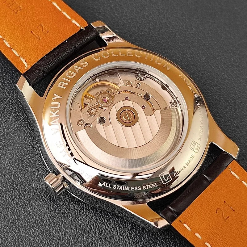 Vakuy Automatic Mechanical Watch Man's Business Auspicious Face Seagull ST2130 Movement Blue Pointer Waterproof Men's