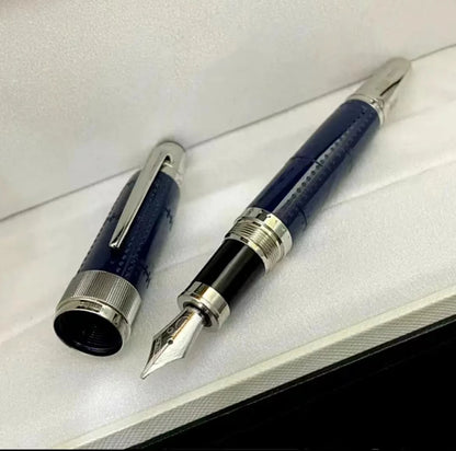 Hot John Kennedy JFK Carbon Fiber MB Gifts Fountain Pens Rollerball Ballpoint Pen Dark Blue Writing Stationery Gifts Fountain