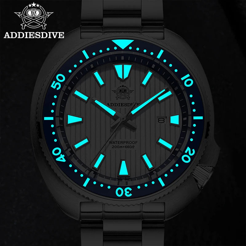 ADDIESDIVE Men's Watch AD2507 20Bar Waterproof Window Display Reloj Hombre BGW9 Super Luminous Sapphire Glass Quartz Watch