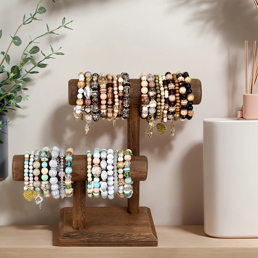 Horloĝtenila Stando Ligna Horloĝmontra Turo Juvelaĵa Organizilo Por Brakringoj Kaj Kolĉenoj Horloĝtenila Organizilo