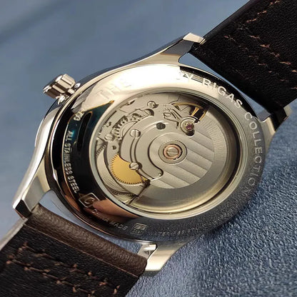 Men's Automatic Watch, Business Haiou ST2130 Caliber, Burnt Blue Ultra-Thin Hands with Date Display