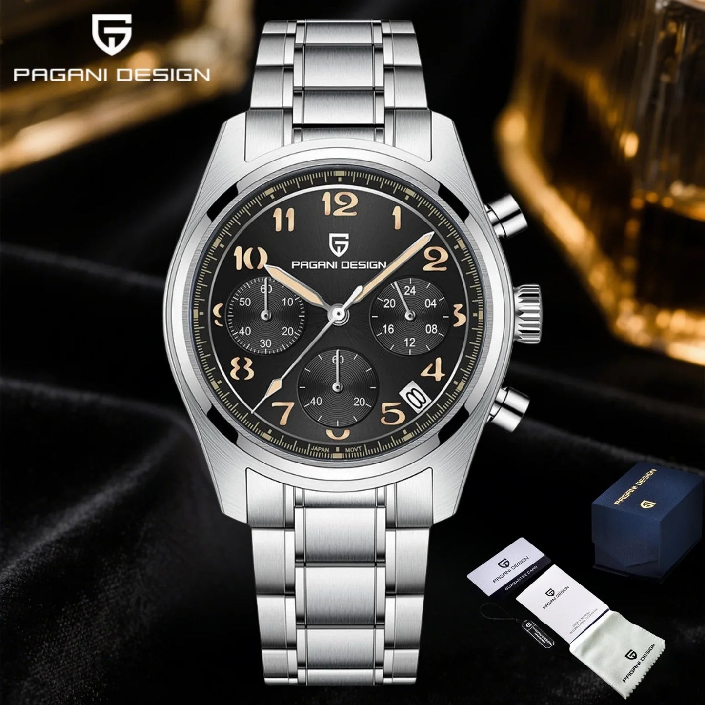 PAGANI DESIGN 2025 New Men's Quartz Watch VK63 38mm Sapphire Glass AR Coating Stainless Steel Waterproof 100m Reloj Hombre