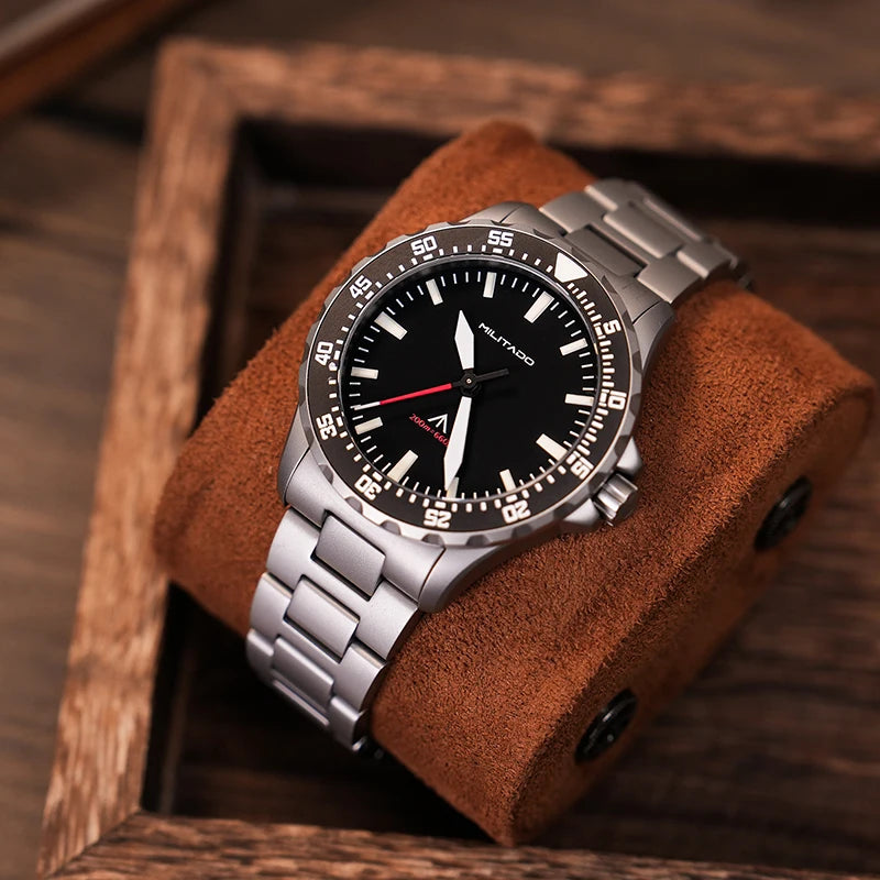 Militado ML16 Kvarca Horloĝo VH31 Movado 39mm Vintage Horloĝoj Safira Kristalo 20Bar Akvorezista Lumplena Luksa Vira Horloĝo