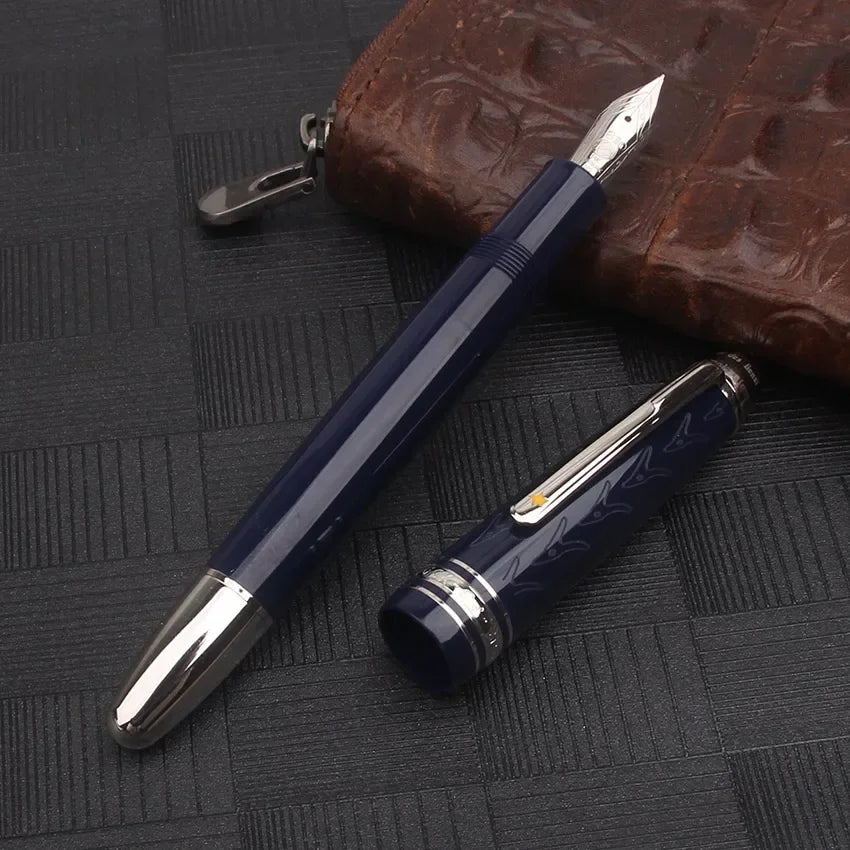 Nigra Rezina 149 Piŝta Plumo kun Fenestro por Vido, Rulpremilo, Arĝenta Ora Klipo, Komerca Oficeja Lernejo, Skribplumoj