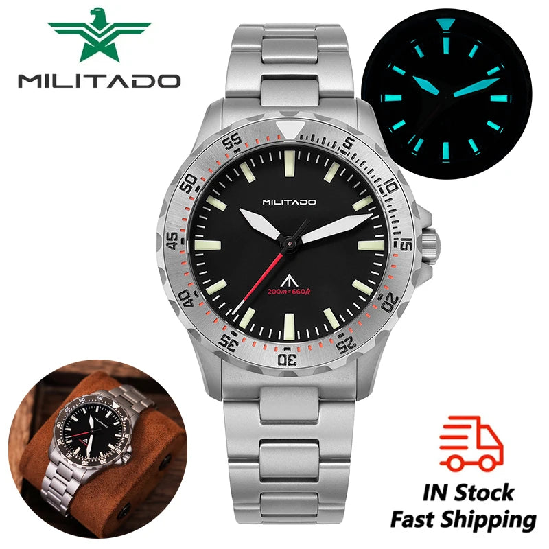 Militado ML16 Kvarca Horloĝo VH31 Movado 39mm Vintage Horloĝoj Safira Kristalo 20Bar Akvorezista Lumplena Luksa Vira Horloĝo