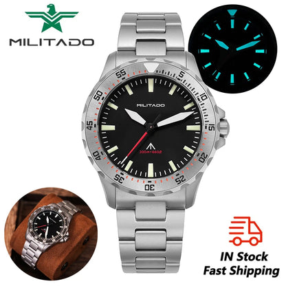 Militado ML16 Kvarca Horloĝo VH31 Movado 39mm Vintage Horloĝoj Safira Kristalo 20Bar Akvorezista Lumplena Luksa Vira Horloĝo