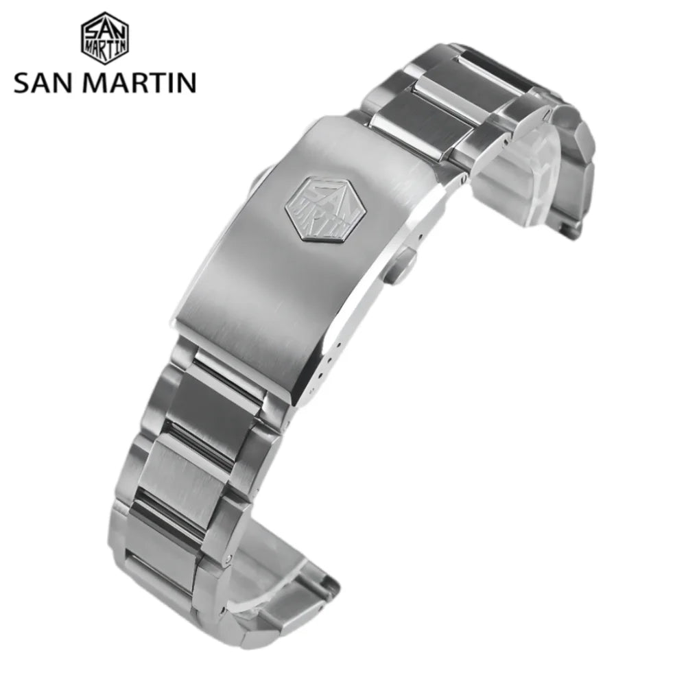 San Martin 316L Stainless Steel Straps Luxury Watchband 20mm 22mm Waterproof Watch Bracelet Universal Straight End Links BD0007
