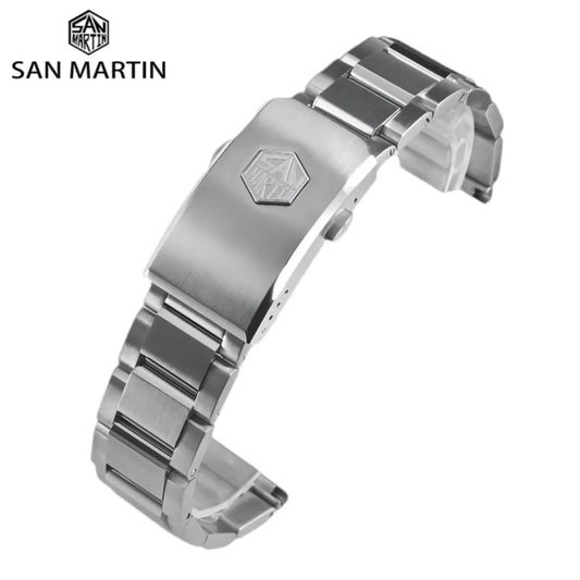San Martin 316L Stainless Steel Straps Luxury Watchband 20mm 22mm Waterproof Watch Bracelet Universal Straight End Links BD0007