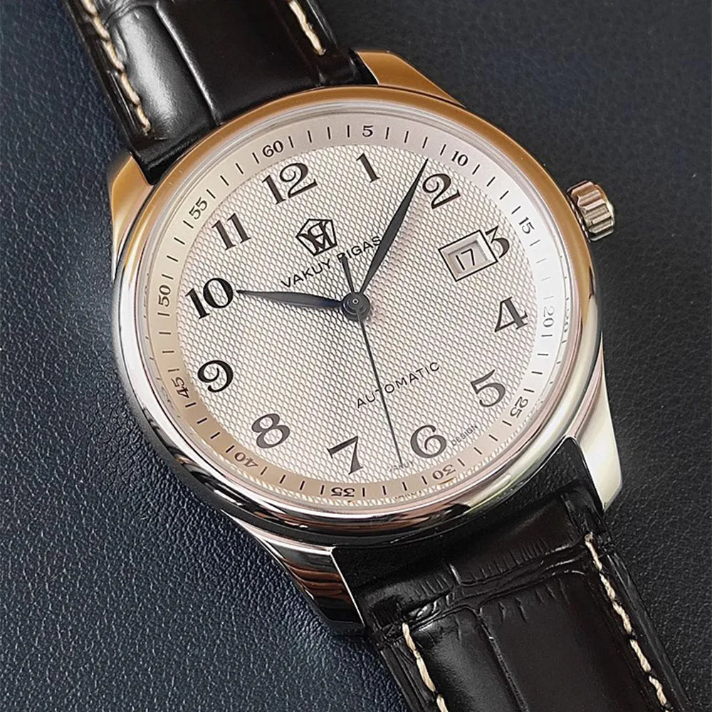 Men's Automatic Watch, Business Haiou ST2130 Caliber, Burnt Blue Ultra-Thin Hands with Date Display