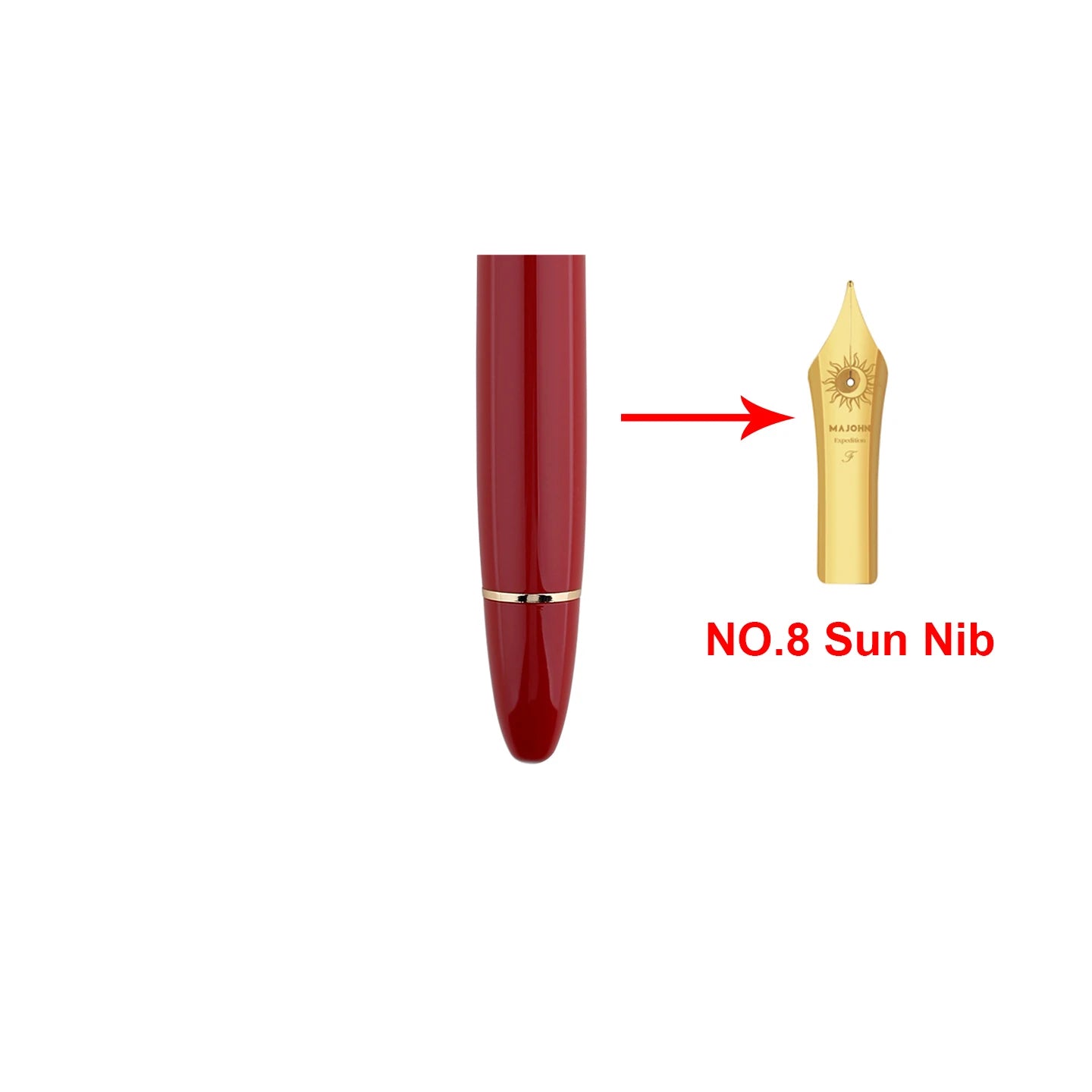 NO.8 Sun Nib MAJOHN P141 Oversized Piston Fountain Pen #8 F Nib Large Ink Capacity Black Resin Gold Silver Trim Luxury Gift Pens