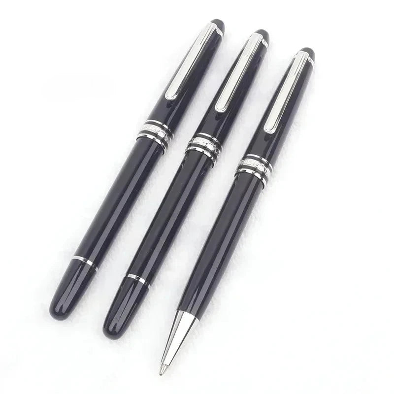Monte Meisterstuck Collection Black Resin Ballpoint MB Rollerball Pens Platinum Coated Inlay Series Number 163 Pen
