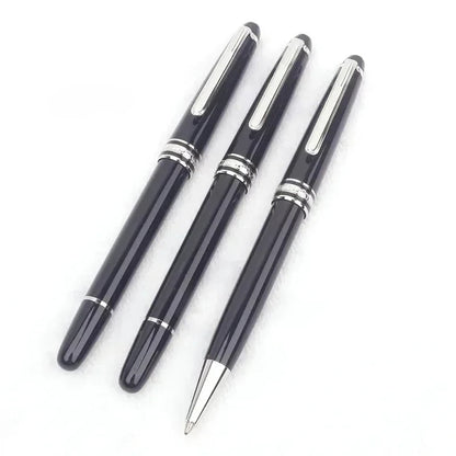 Monte Meisterstuck Collection Black Resin Ballpoint MB Rollerball Pens Platinum Coated Inlay Series Number 163 Pen