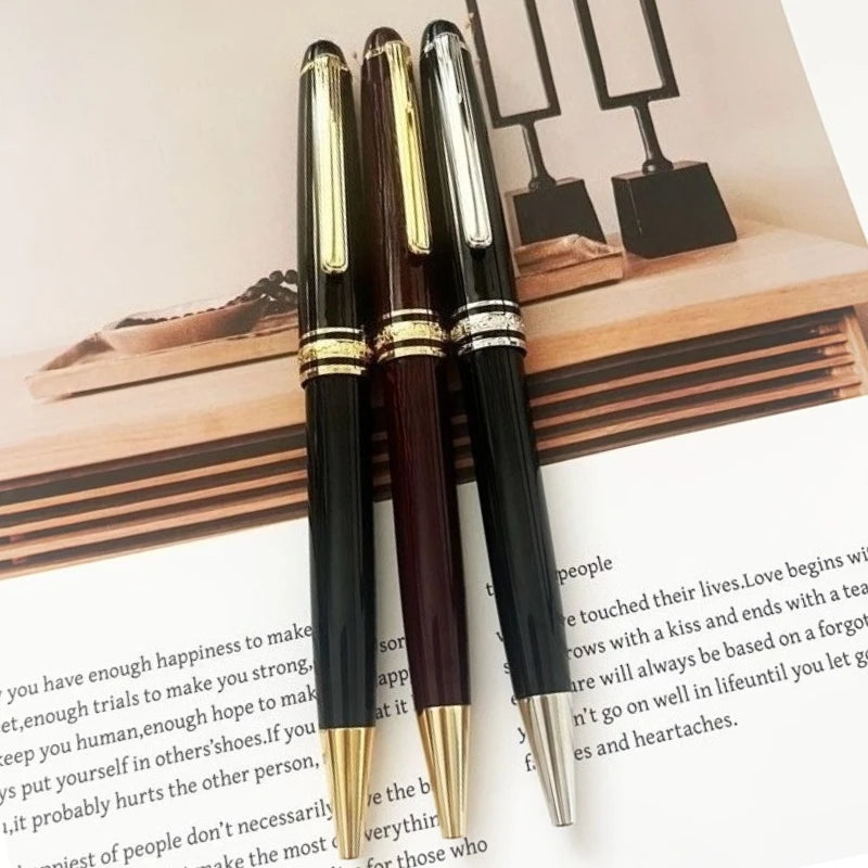 Monte Meisterstuck Collection Black 163 Pen Resin Ballpoint MB Rollerball Pens Platinum Coated Inlay Series Number Blance