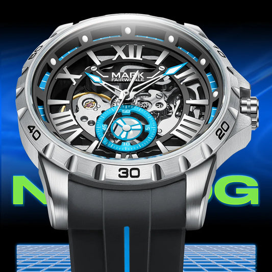 Automatic Mechanical Men's Watch High Quality Skeleton Tourbillon Waterproof Rubber Strap